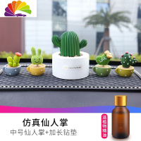 舒适主义网红车载创意北欧风石膏摆件车内饰品汽车仪表台漂亮装饰用品女 中仙人掌+仙人掌香薰+加长钻垫