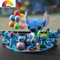 舒适主义星际宝贝史迪仔汽车摆件摇头公仔车内饰品咬手史迪仔创意汽车饰品 微笑史迪仔+香蕉拉面+彩球+垫