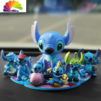 舒适主义星际宝贝史迪仔汽车摆件摇头公仔车内饰品咬手史迪仔创意汽车饰品 微笑史迪仔+香蕉拉面6摆件+垫