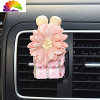 舒适主义汽车空调出风口夹瓶空瓶风口装饰可装香水精油香薰车内摆件女 风口夹粉钻粉链粉色布蕊花车用香水