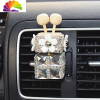 舒适主义汽车空调出风口夹瓶空瓶风口装饰可装香水精油香薰车内摆件女 风口夹透明钻白链白菊花车用香水