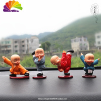 舒适主义车载摇头娃娃禅意沙弥励志佛系小和尚摆件少林寺纪念品汽车饰手办 彩衣和尚一套4个(高8CM)