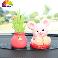 舒适主义车载车内饰品摆件创意可爱网红小老鼠男女车上汽车用装饰内饰 花生平安鼠+高升花+防滑垫