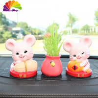 舒适主义车载车内饰品摆件创意可爱网红小老鼠男女车上汽车用装饰内饰 花生鼠+南瓜鼠+高升花+防滑垫