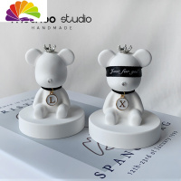 舒适主义暴力熊汽车香水香薰饰品ins车载摆件空调出风口夹扩香石香氛挂件 全立体一套(含底座+防滑垫)