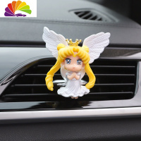 舒适主义美少女车载香水香薰车内空调出风口香氛饰品摆件创意可爱汽车装饰 皇冠翅膀灰礼服美少女出风口(送香精)
