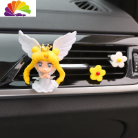 舒适主义美少女车载香水香薰车内空调出风口香氛饰品摆件创意可爱汽车装饰 皇冠翅膀灰礼服美少女出风口+新款泫雅花(送香精)