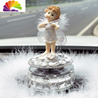 舒适主义凯迪拉克捷豹路虎汽车摆件车内可爱女车载天使车上香水装饰 限量定制-太阳能款旋转-小提琴天