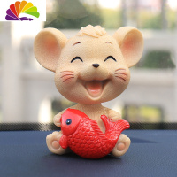 舒适主义摇头小老鼠汽车摆件鼠年可爱正品男女小车载车内装饰品香水座 年年有余