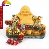 舒适主义奔驰宝马奥迪汽车摆件车载香水座创意车内饰品弥勒佛像 沙金弥勒佛葫芦(香水款)+炫彩