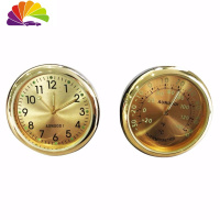 舒适主义高精度车载时钟表温度计夜光车用石英表多功能迷你汽车内装饰摆件 车载(钟表+温度计)金车载指南球