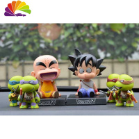 舒适主义汽车摆件 车内摆件中控台个性忍者神龟创意网红摇头 车载装饰品男 摇头蓝悟空+克林+神龟+车贴