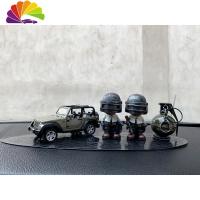 舒适主义创意吃鸡公仔蛋糕装饰车载中控台汽车摆件用品机箱内饰品 兄弟款+军色敞篷车+碎片