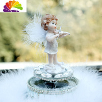 舒适主义太阳能旋转天使车内饰品摆件创意个性汽车中控台装饰女 小提琴旋转天使摆件(送白色驼鸟毛圆形防滑垫)