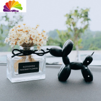 舒适主义汽车载干花小雏菊小花香薰瓶摆件小清新ins玻璃瓶车内装饰品摆设 黑色小雏菊香瓶+黑色气球狗送垫