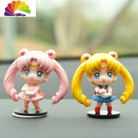 舒适主义卡通创意汽车摆件美少女车载公仔可爱女生车载内饰 粉月野兔+月野兔