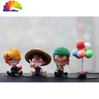 舒适主义动漫创意个性海贼王手办索隆乔巴路飞索隆公仔汽车载摆件模型 3人+彩气球+长垫