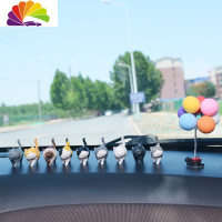 舒适主义新款小猫咪汽车摆件台式电脑显示器电脑办公家居摆件车载车内饰品 1代升级猫咪(9胶)+五彩球