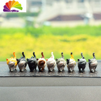 舒适主义新款小猫咪汽车摆件台式电脑显示器电脑办公家居摆件车载车内饰品 1代升级猫咪(9胶)+防滑垫