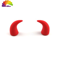 舒适主义汽车装饰贴 奔驰smart仪表台卡通摆件出风口3D立体贴恶魔角牛角贴 红色恶魔角(一对装)