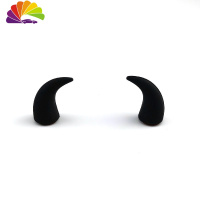 舒适主义汽车装饰贴 奔驰smart仪表台卡通摆件出风口3D立体贴恶魔角牛角贴 黑色恶魔角(一对装)