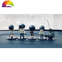 舒适主义创意吃鸡公仔蛋糕装饰车载中控台汽车摆件车上用品机箱内饰品 情侣4人款+碎片(送垫子)