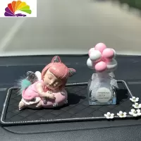 舒适主义保时捷玛莎拉蒂汽车摆件卡通可爱镶钻天使车载香水车内车饰用品 粉娃+粉白球瓶+大号长钻垫