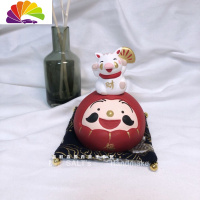 舒适主义达摩摆件家居摆件和风车载摆件香薰石膏扩香石汽车装饰中控台摆件 [红]猪组合