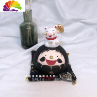 舒适主义达摩摆件家居摆件和风车载摆件香薰石膏扩香石汽车装饰中控台摆件 [黑]猪组合