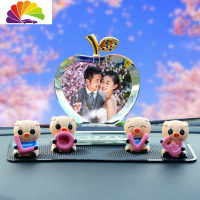 舒适主义汽车摆件定制照片水晶苹果车载香水座车内装饰用品男女士车上摆设 苹果款+love[一张]