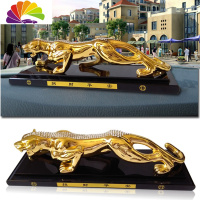 舒适主义汽车装饰品高端大气金钱豹摆件捷豹车内饰品大号男车载香水座 27厘米长土豪金镶钻