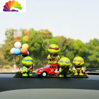 舒适主义可爱卡通抖音忍者神龟悟空摇头汽车摆件网红创意车饰车载公仔手办 忍者神龟4个+米老鼠车+彩球+蝙蝠垫