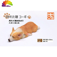 舒适主义正品柯基犬可爱汽车摆件树脂模型仿真狗创意玩偶公仔车内饰品 黄白趴睡(中号)