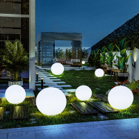 如华福禄户外发光圆球灯太阳能庭院灯现代别墅简约亮化工程景观球形灯