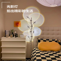 如华福禄光影落地灯直播间背景氛围灯客厅卧室设计感日落夕阳投影落地台灯