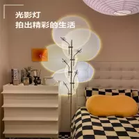 如华福禄光影落地灯直播间背景氛围灯客厅卧室设计感日落夕阳投影落地台灯