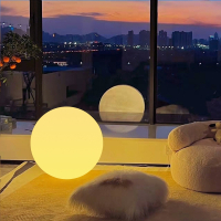 如华福禄圆球台灯卧室床头北欧轻奢儿童房落地ins风少女月球形夜灯可调节