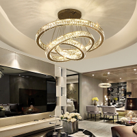 客厅灯餐厅吊灯现代简约三头圆环创意个性邦可臣 水晶灯复式楼大吊灯