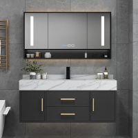 现代简约岩板免漆浴室柜智能组合卫浴柜大理石台面洗脸池柜