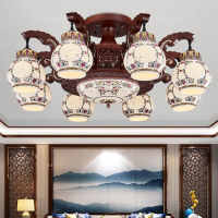 新中式吸顶灯木中国风别墅酒店卧室仿古餐厅现代中式客厅吊灯