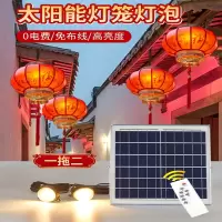 太阳能户外红灯笼专用吊灯大门口家用邦可臣新年喜庆一拖二灯泡挂饰