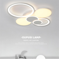 如华福禄 奶油风客厅灯简约现代创意圆形卧室吸顶灯餐厅灯家用灯具套餐