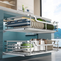 邦可臣拉篮厨房橱柜碗碟碗柜双层厨柜碗架抽屉式调味碗篮收纳