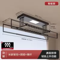 如华福禄电动晾衣架智能遥控升降晒衣架阳台双杆自动家用凉衣架烘干伸缩杆_G06-黑智能款米家智控照明横杆包