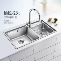 林下春雪不锈钢水槽双槽套餐洗碗槽水池仿手工水槽厨房洗菜盆加厚