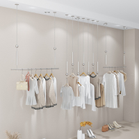 如华福禄轻奢女装店货架展示架上墙悬挂吊架不锈钢拉丝挂衣架童装店陈列架