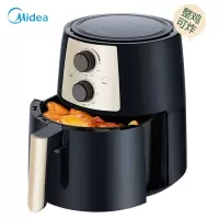 美的(Midea)空气炸锅全自动家用多功能新款大容量智能无油电炸锅薯条机 黑色 取桶断电 双层防热 四维散热