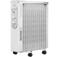 美的(Mide )取暖器油酊功率2200W定时功能油汀取暖器电暖器客厅加湿功能;倾倒断电;防水功能更大散热面,更高热效,