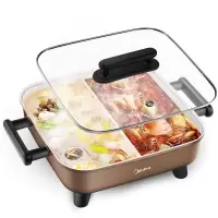 美的鸳鸯电火锅 一锅两味 家用多功能不粘电热锅电煮锅 6L大容量火锅家用多功能电热锅电火