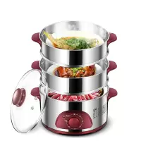 Midea/美的电蒸笼不锈钢多功能超大容量蒸锅电蒸锅三3多层蒸汽锅WSYH26A焖蒸涮炖 样样精通 一年联保